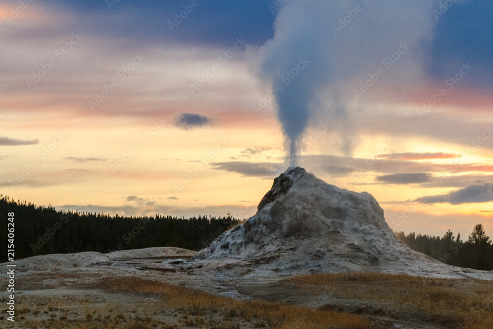 White Dome Geyser In Yellowstone National Park