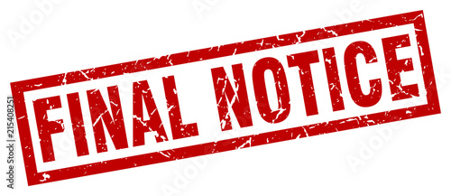 square grunge red final notice stamp