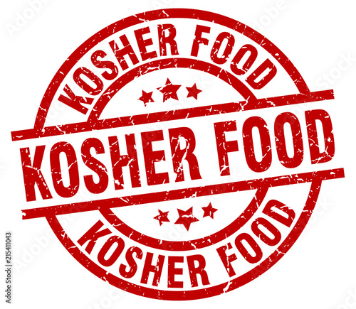 kosher food round red grunge stamp photo