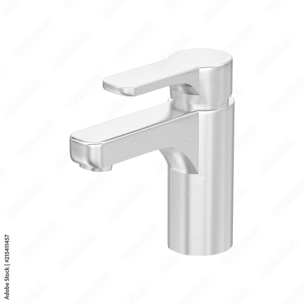 3D illustration isolated white gold or silver faucet on a white background 3D illustration isolated white gold or silver faucet on a white background