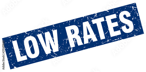 square grunge blue low rates stamp