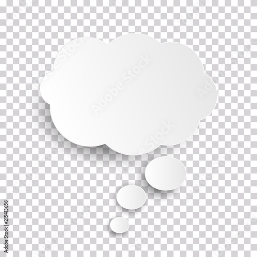 Obraz na plátně Cloud Icon, white thought bubble on transparent checked background for Infograph