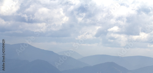 A blue haze on the horizon in the mountains, Ukrainian carpathians