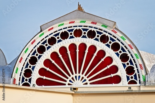 Pier front brightly coloured window Aberystwyth Wales photo