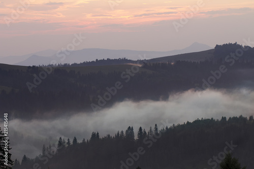 Sunset in the mountains, Ukrainian Carpathians