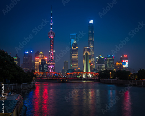 Photography Shanghai skyline at night