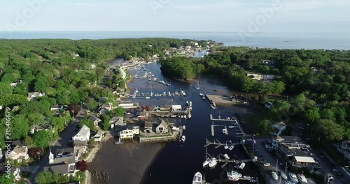 Aerial view of Kennebunkport on a clear sky day. photo