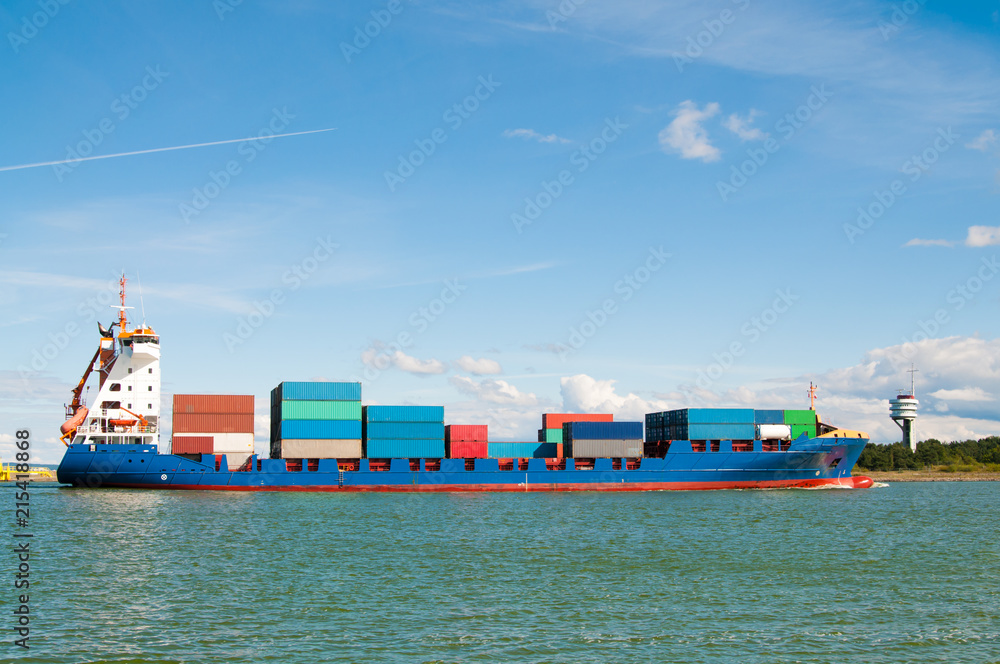 Fototapeta premium big container ship going to the port