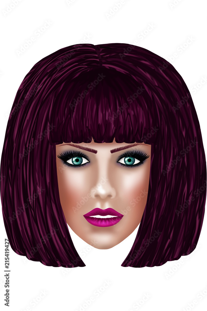 Green-eyed girl with pink hair Green-eyed girl with pink hair