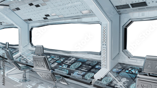 Fototapeta Naklejka Na Ścianę i Meble -  White clean spaceship interior background 3D rendering