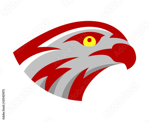 Vector falcon or hawk head sport logo mascot design. American wild eagle abstract bird beak symbol sign concept.