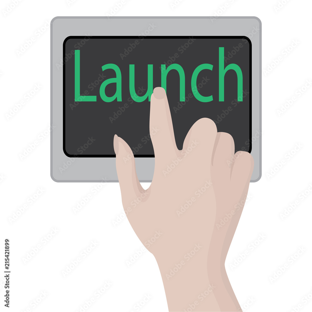 Launch button. Business motivation Opportunity conept Launch button. Business motivation Opportunity conept
