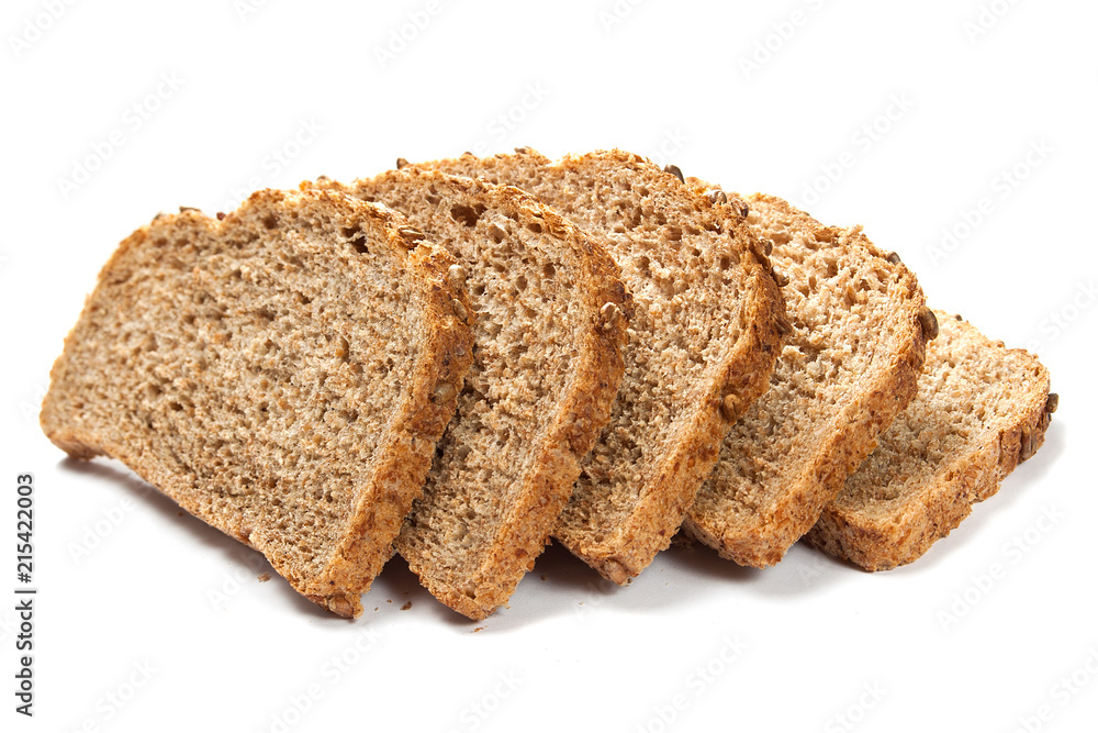 grain bread slices isolated close-up