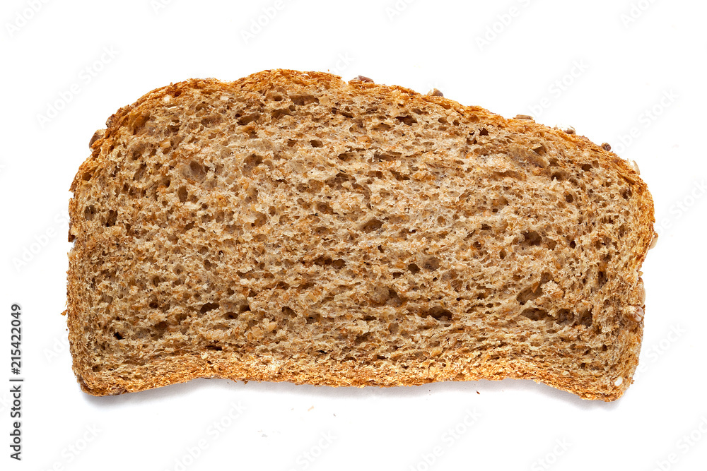 grain bread slice isolated close-up