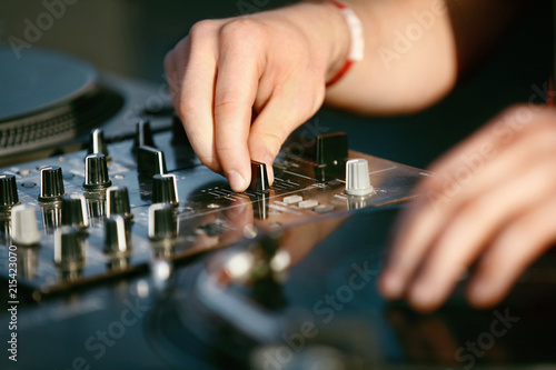 DJ Mixing Music Track On Festival