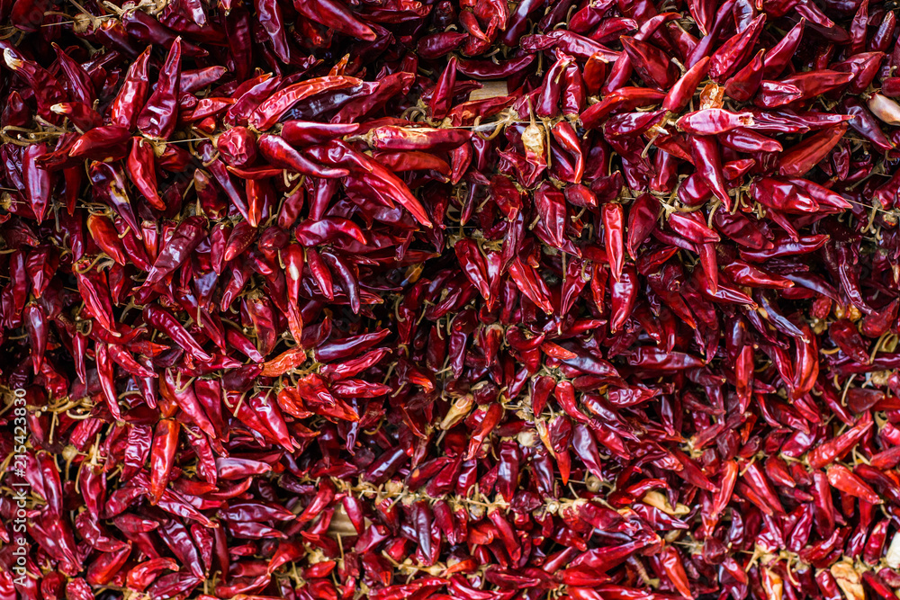 Naklejka premium Several hot red peppers in a closer view, in Hungary, Balaton.