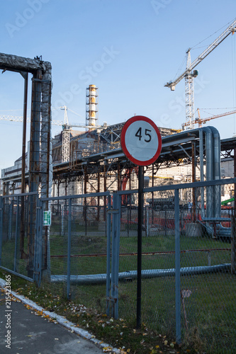 Fototapeta Naklejka Na Ścianę i Meble -  Construction of New Safe Confinement at Chernobyl