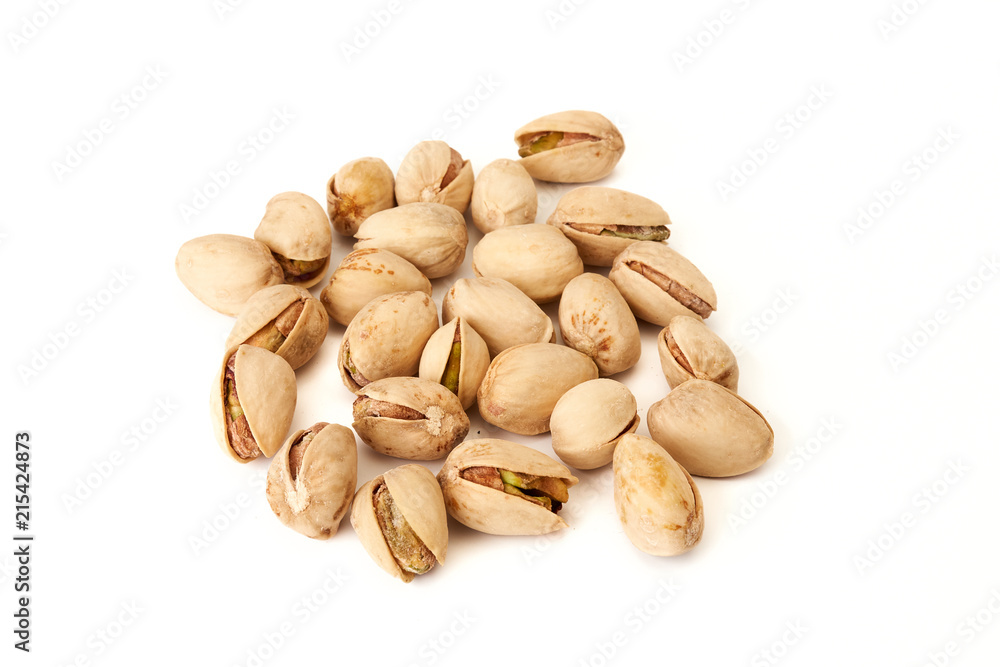 Salted Pistachios isolated on white background Salted Pistachios isolated on white background