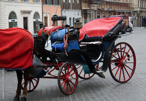 Coach with horse in Rome. Spagna square Rome. Italy © Malira