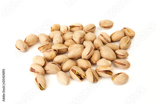 Salted Pistachios isolated on white background