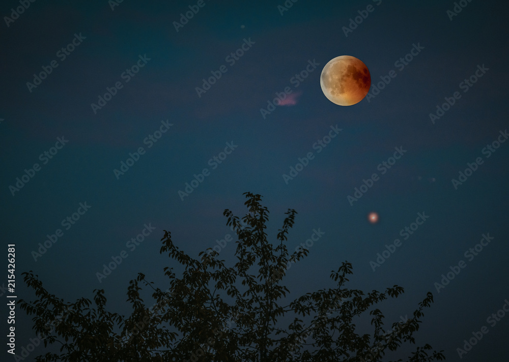 View of Total Lunar Eclipse bloodmoon on July 28 2018 in Germany View of Total Lunar Eclipse bloodmoon on July 28 2018 in Germany