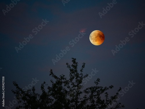 View of Total Lunar Eclipse bloodmoon on July 28 2018 in Germany