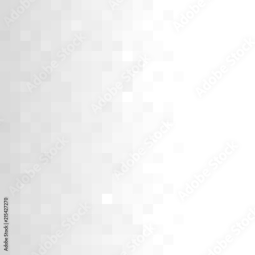 Fototapeta Naklejka Na Ścianę i Meble -  Pixel gray white background of squares. Halftone monochrome gradient. Geometric square pattern.