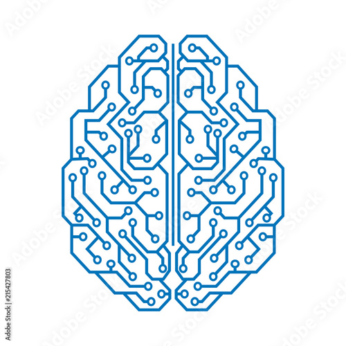 Creative technology human brain with neural bonds - vector