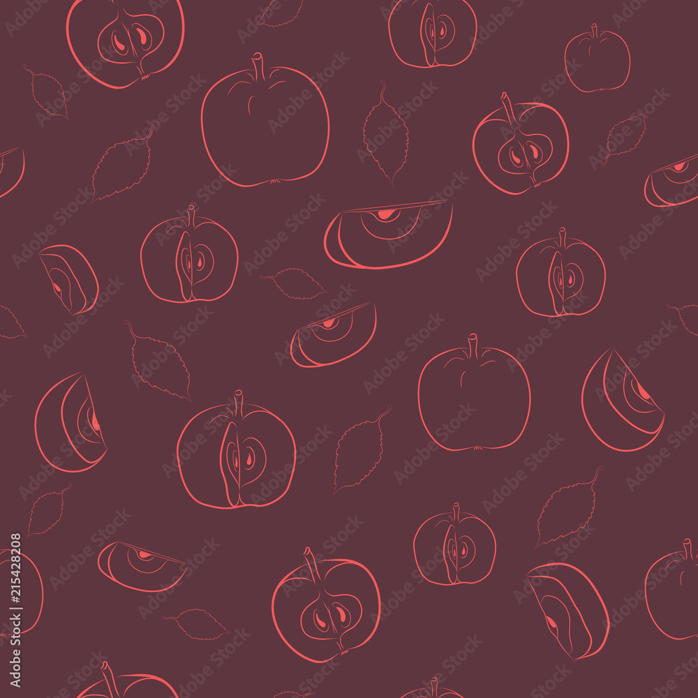 Seamless Apple Sketch Pattern. Seamless Apple Sketch Pattern.