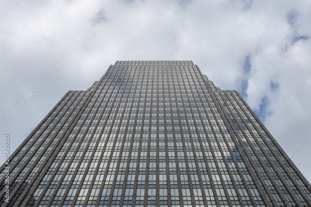 Fototapeta premium Looking up at a geometric building