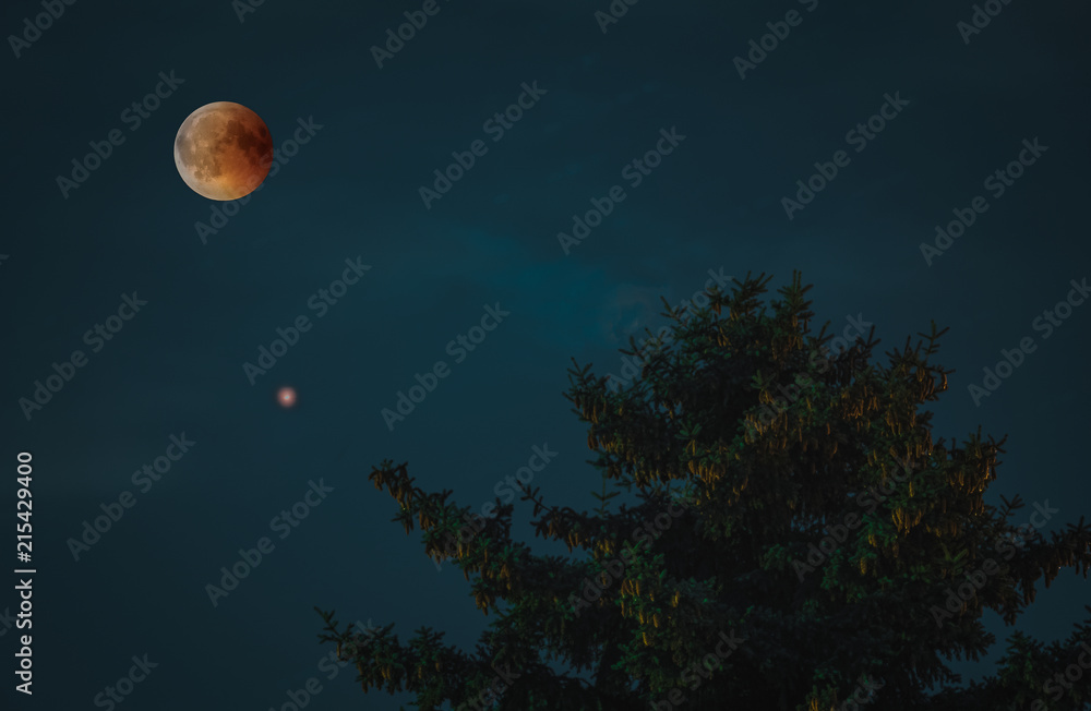 View of Total Lunar Eclipse bloodmoon on July 28 2018 in Germany View of Total Lunar Eclipse bloodmoon on July 28 2018 in Germany