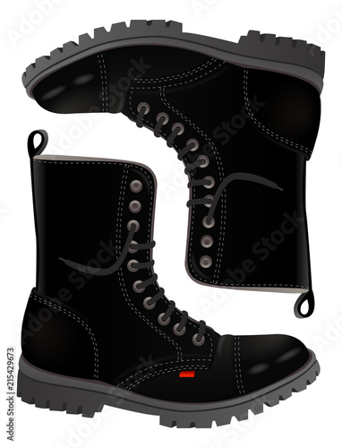 Black realistic rock and metal fans boots