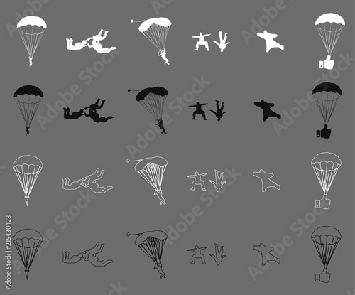 Skydiving vector flat icons