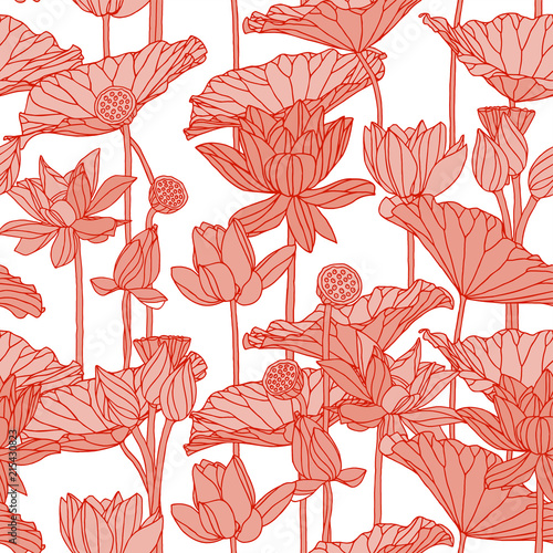 Floral seamless pattern. Flowers lilly illustration