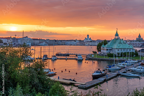Photography Sunset over Helsinki and Valkosaari, Finland