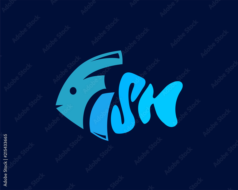 Obraz premium lettering fish ocean food logo