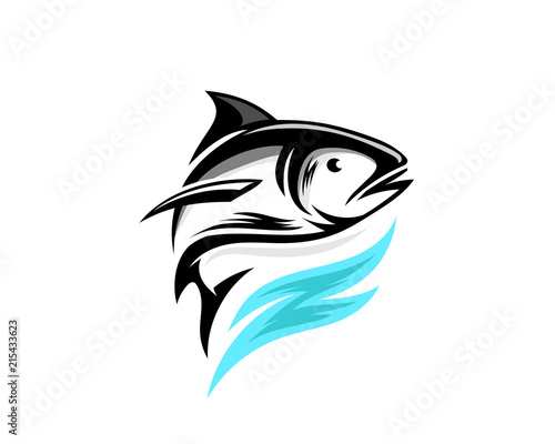 jump fish art logo