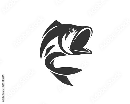 bash fish jump art logo
