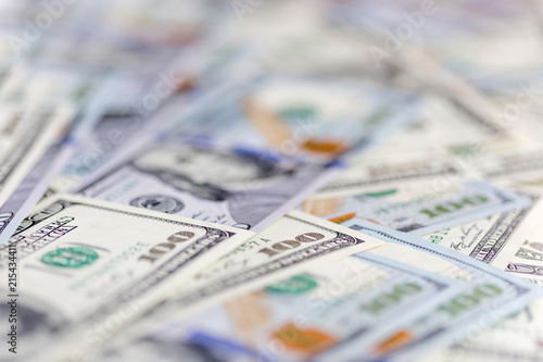 US dollars, banknotes of hundred dollar bills, closeup