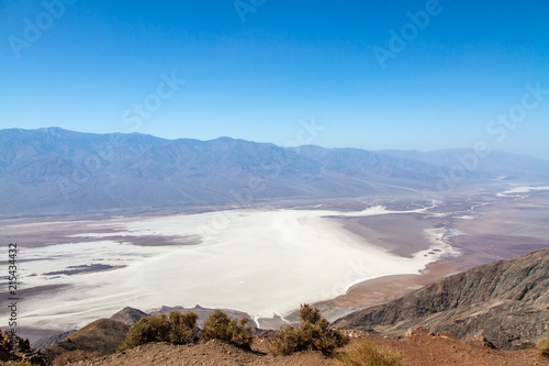 View of Badwater Basin From Dante's View on a Hazy Day Following a Sandstorm in Death Valley