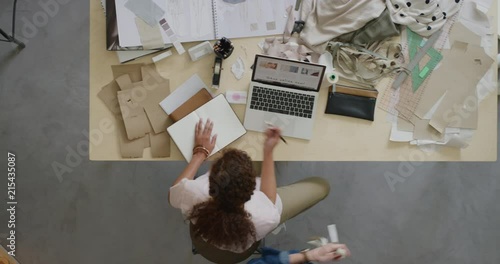 young fashion designer women working in startup business studio designing stylish clothes successful female entrepreneurs top view