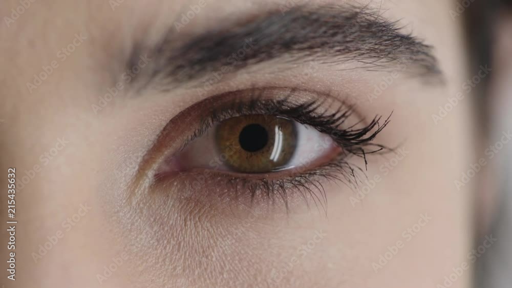 close up woman eye opening looking at camera blinking wearing makeup cosmetics healthy eyesight close up woman eye opening looking at camera blinking wearing makeup cosmetics healthy eyesight