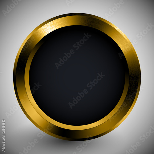 Realistic Button Black Template Gold Frame