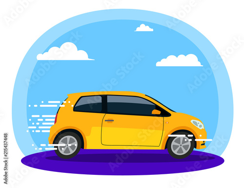Vector cartoon van. Fast car illustration