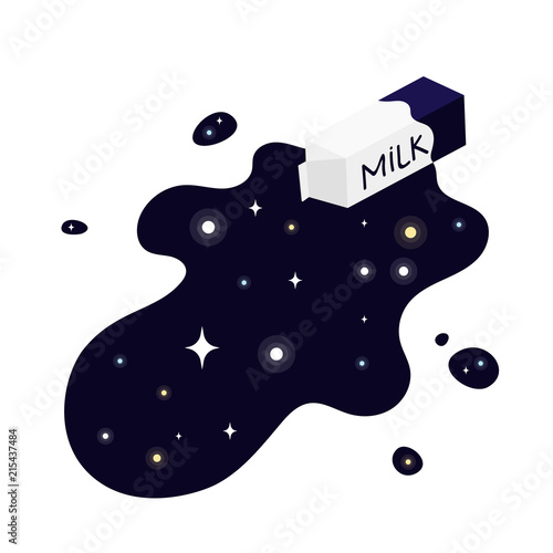 spilled milk - vector illustration cartoon style space metaphor
