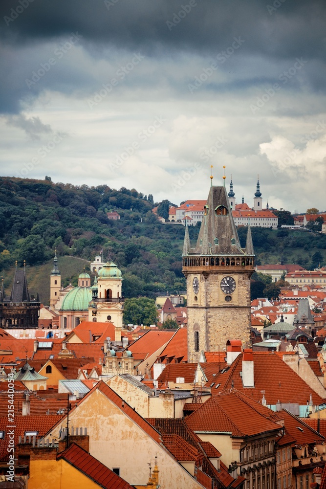Fototapeta premium Prague skyline rooftop view