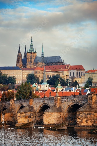 Prague skyline and bridge