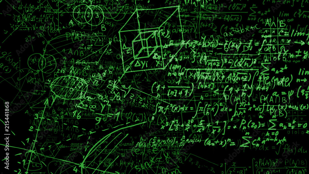 3D rendering of abstract blocks of mathematical formulas located in the virtual space 3D rendering of abstract blocks of mathematical formulas located in the virtual space