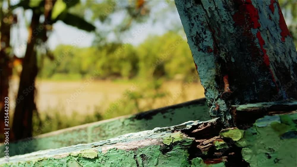 Rusty Board in Old Wooden Bridge. Close-Up. Rusty Board in Old Wooden Bridge. Close-Up.
