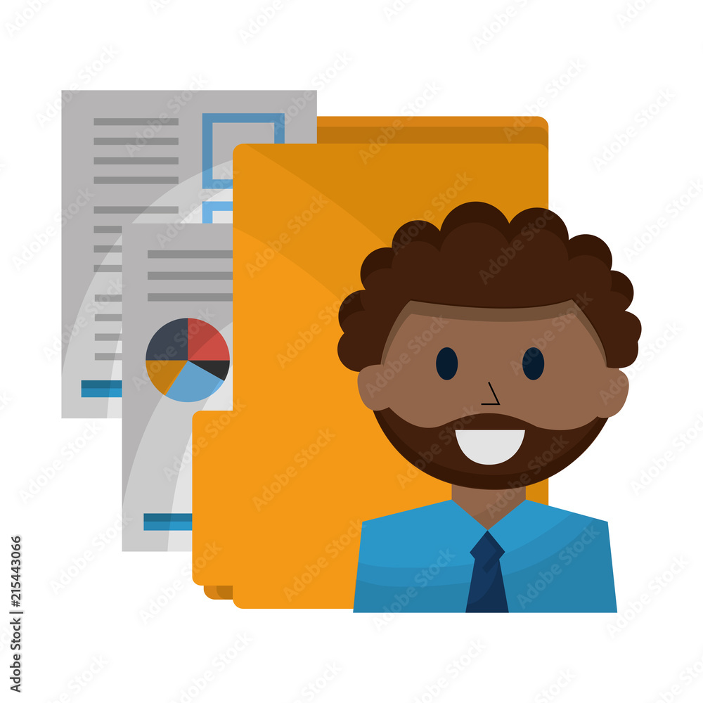businessman with folder document reports
